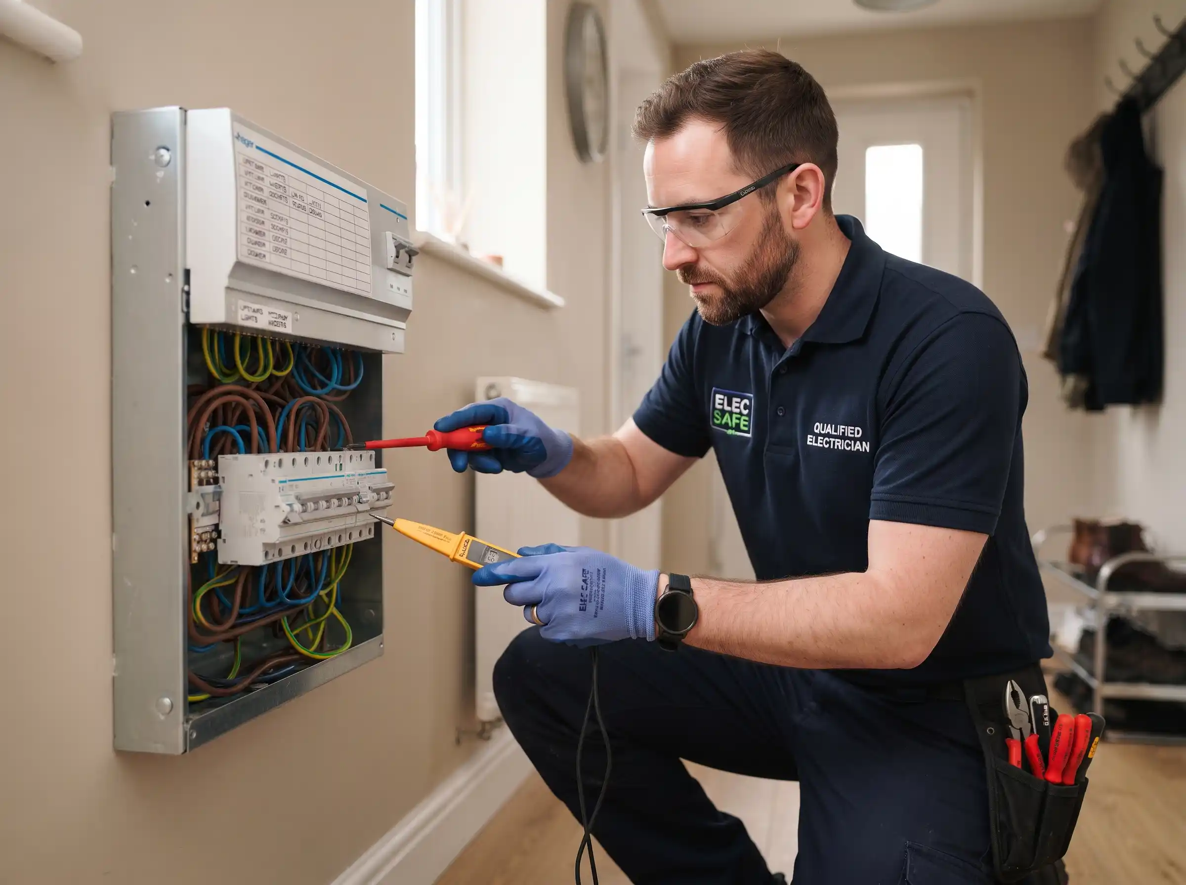 Electrician working on a consumer unit — digital marketing for electricians in Rotherham